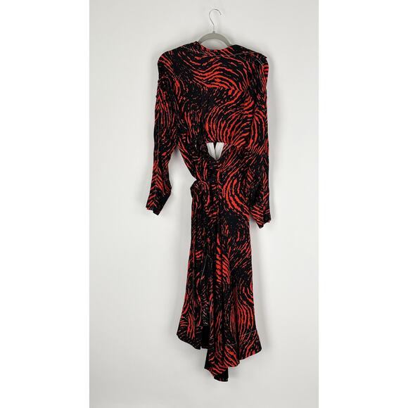 Proenza Schouler Printed Spiral Crepe De Chine Midi Wrap Dress Womens Size 2 New - Picture 13 of 16